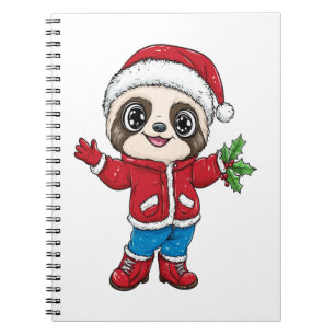 Carnet Sloth en dessin portant Noël