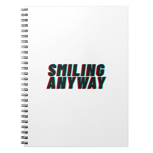 Carnet Smiling Anyway Glitch Effect Retro Quote Design (Devant)