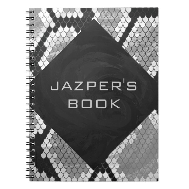Carnet Snakeskin Gris, blanc et noir Monogramme (Devant)