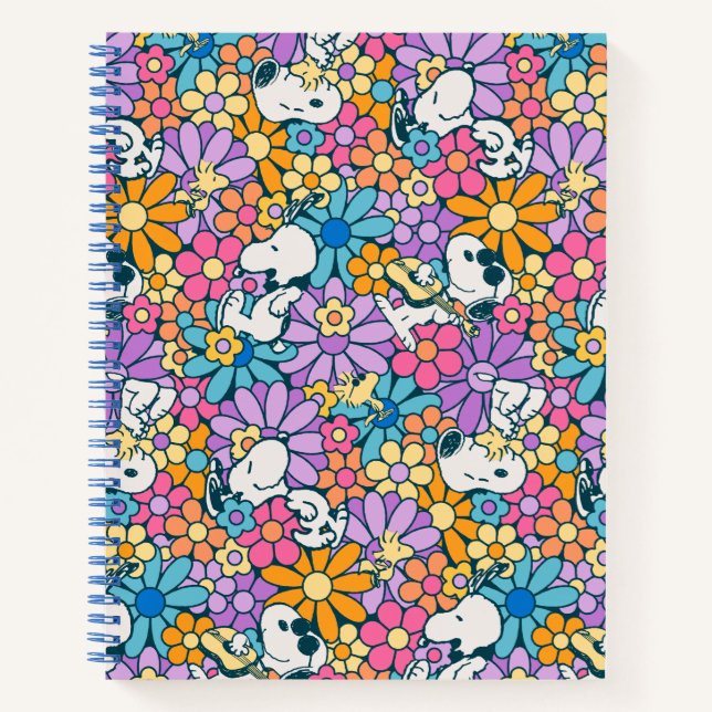 Carnet Snoopy & Motif de fleurs de bois (Devant)