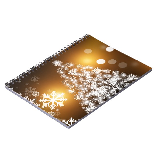 Carnet Snowflake sapin de Noël avec Arrière - plan d'or (Côté gauche)