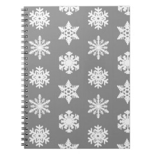 Carnet Snowflakes Ikat - Gris de charbon et blanc