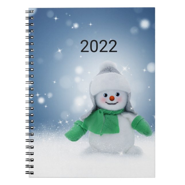 Carnet Snowman avec une écharpe verte (Devant)