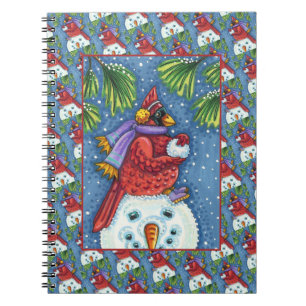 CARNET SNOWMAN BODYGUARD, CHRISTMAS CARDINAL REDBIRD