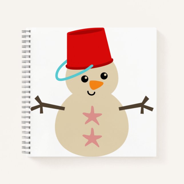 Carnet Snowman mignon fait de sable avec seau pour Casque (Devant)