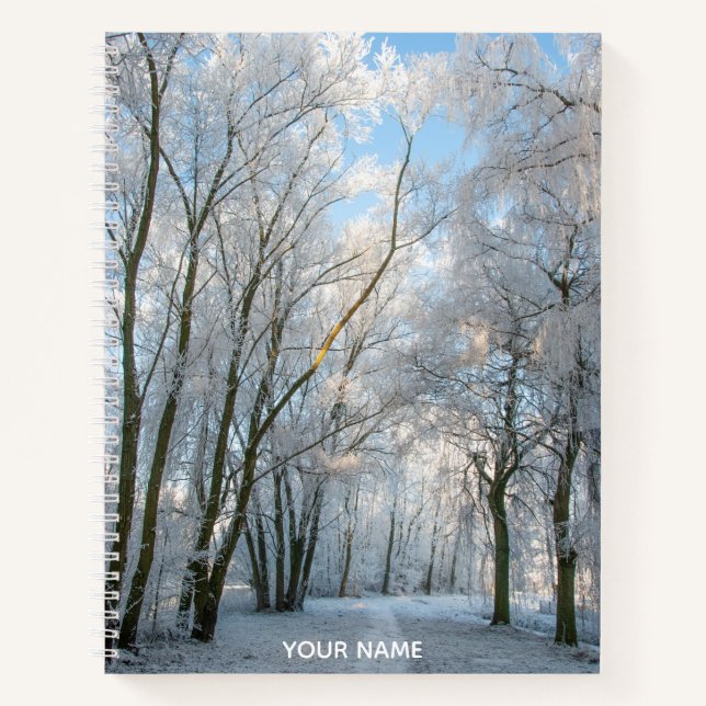Carnet Snowy Forest Winter Path Walk Notebook (Devant)