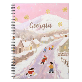 Carnet Snowy Village & Kids Personalized