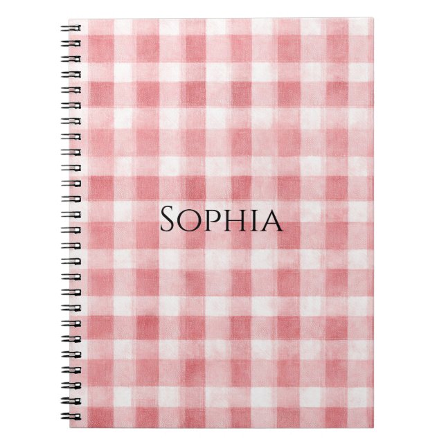 Carnet Soft Girly Pink White Plaid Stripes (Devant)