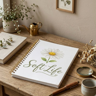 Carnet Soft Life Aesthetic Daisy Watercolor Spiral Notebo