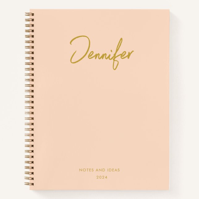 Carnet Soft Pastel Pinky Golden Personnalisé Nom d'écritu (Devant)