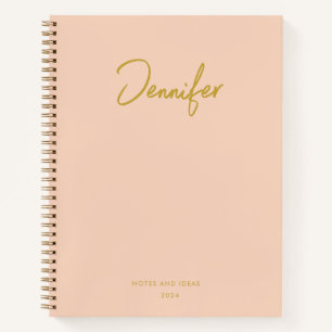 Carnet Soft Pastel Rose Elégant Nom Personnalisé D'Écritu