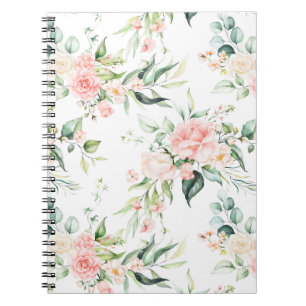 Carnet Soft Pastel Rose Rose Flower Motif