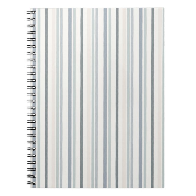 Carnet Soft Watercolour Vertical Stripe Pattern in Blue  (Devant)