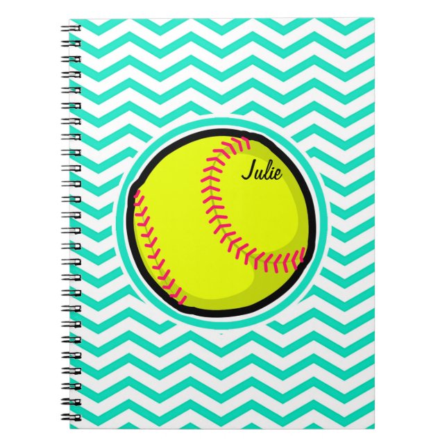 Carnet Softball ; Aqua Green Chevron (Devant)