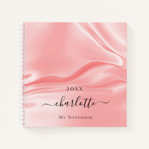 Carnet Soie rose pâle satin nom élégant
