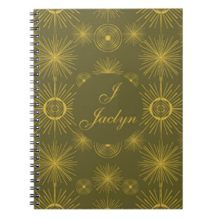 Carnet Soleil céleste étoiles Vert olive