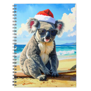 Carnet Soleil et Surf Koala Santa Hat An Aussie Christmas