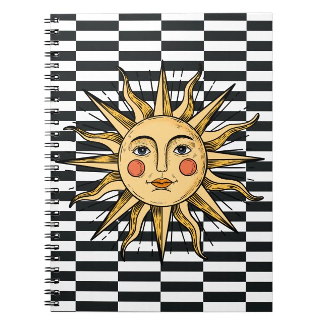 Carnet Soleil jaune avec visage (Devant)