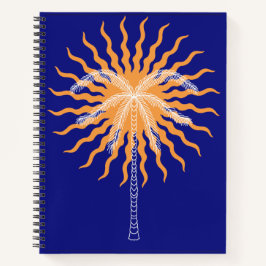 Carnet Soleil orange ligne blanche palmier