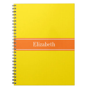 Carnet Solide Jaune, Citrouille Orange Nom du ruban Monog