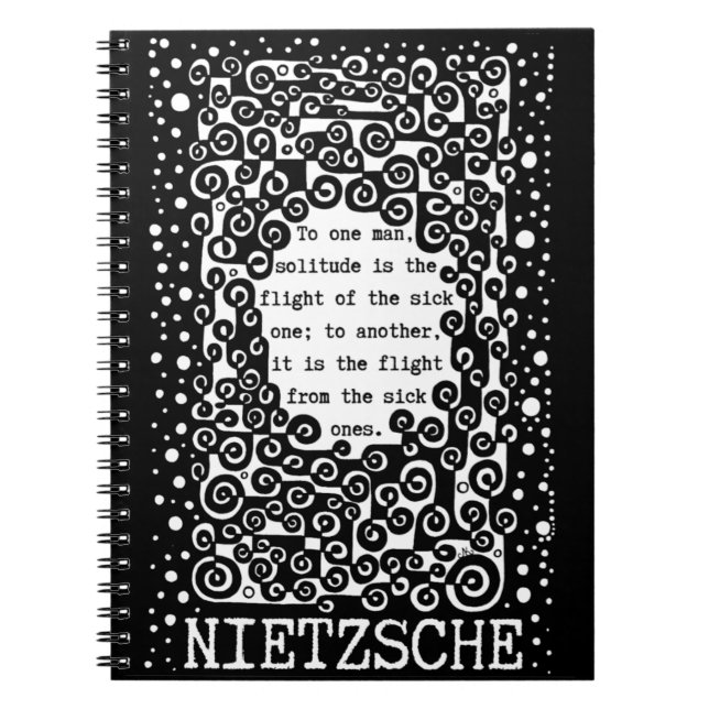 Carnet SOLITUDE citation noir et blanc de Nietzsche (Devant)