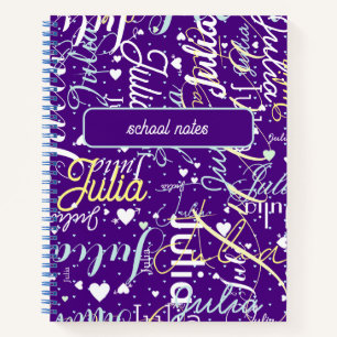 Carnet Son beau nom personnalisé violet