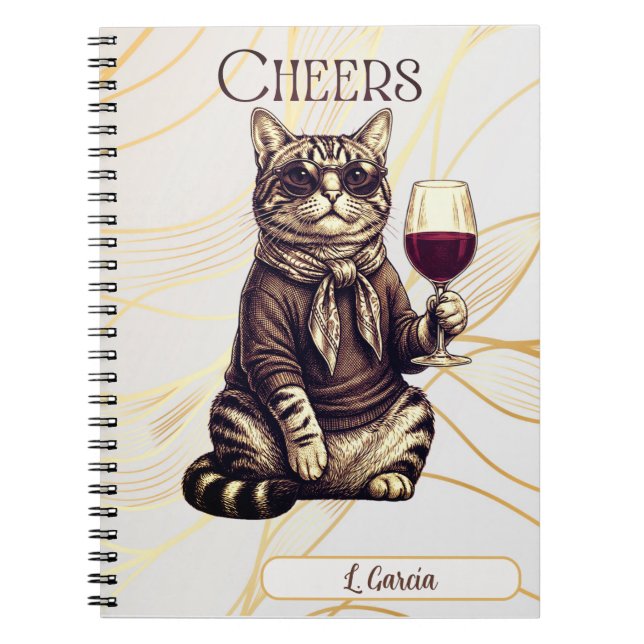 Carnet Sophisticated Cat Wine Lover Notebook (Devant)