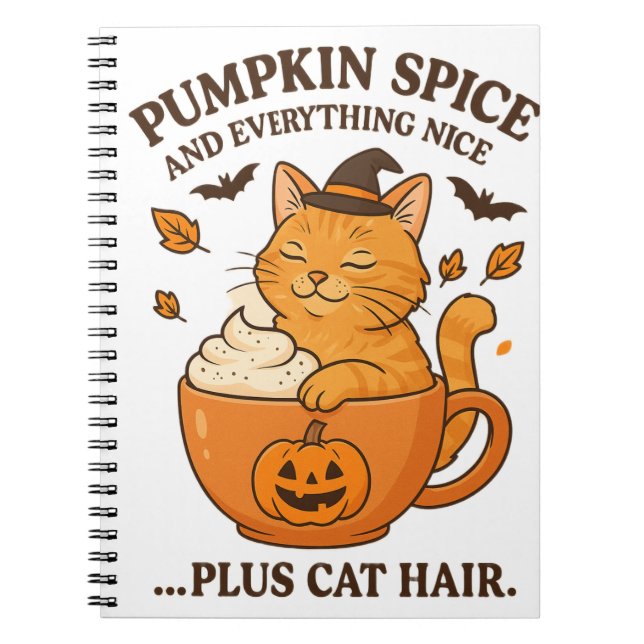 Carnet Sorcière de chat gingembre - Joli design d'Hallowe (Devant)