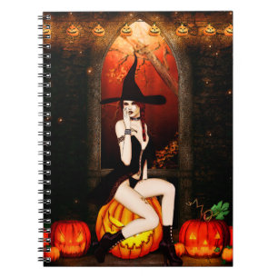 Carnet Sorcière d'Halloween et citrouille