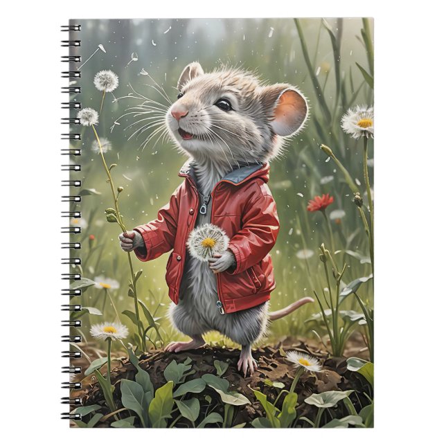 Carnet Souris Avec Dandelions Fluffants (Devant)