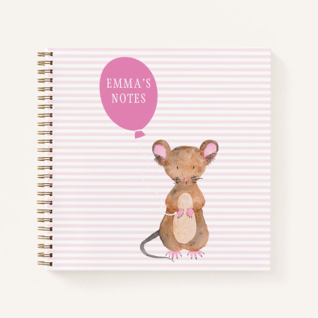 Carnet Souris en bois mignonne personnalisée (Devant)