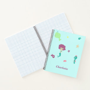Carnet Sous les créatures d'eau motif nom personnalisé bl