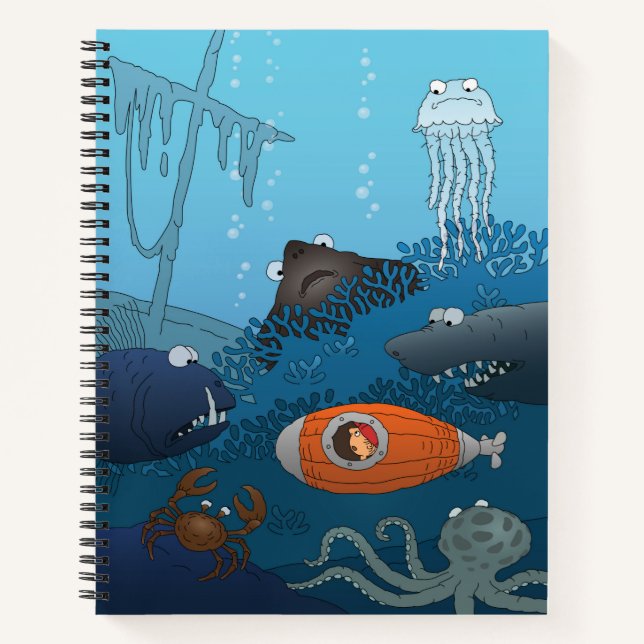 Carnet Sous-marin caricature pour enfants sous-marin sous (Devant)