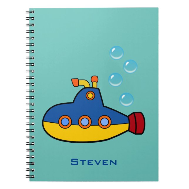 Carnet Sous-marin de Jouet Jaune et Bleu avec bulles d'ea (Devant)