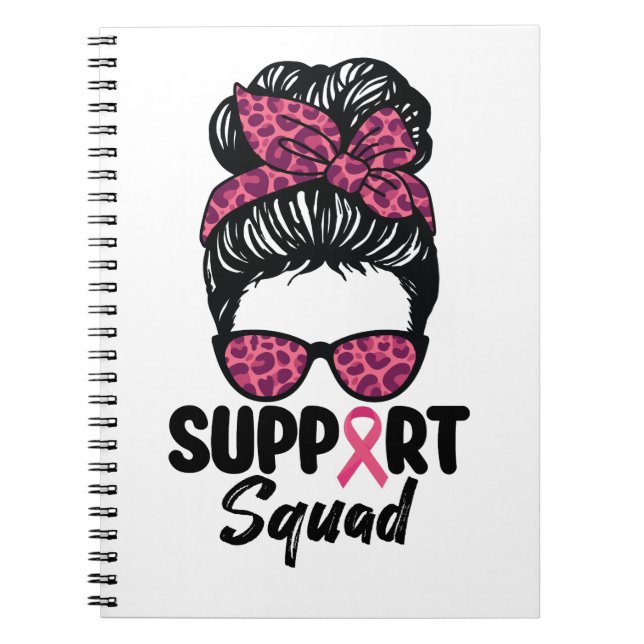 Carnet Soutien Squad Messy Bun Pink Warrior Cancer du sei (Devant)