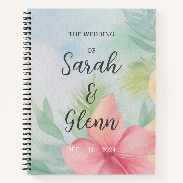 Carnet Souvenir Mariage floral vert personnalisable (Devant)