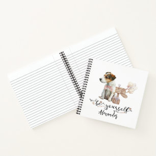 Carnet Soyez vous-même Jack Russell chiot à côté de la bo