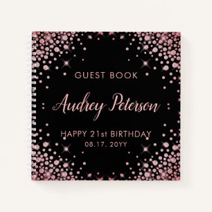 Carnet Sparkle Rose Gold Parties scintillant 21ème annive