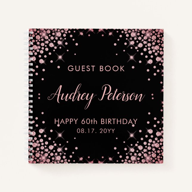 Carnet Sparkle Rose Gold Parties scintillant 60e annivers (Devant)