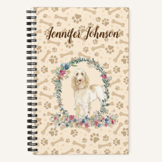 Carnet Spinone Italiano Chien Empreinte de patte & Floral