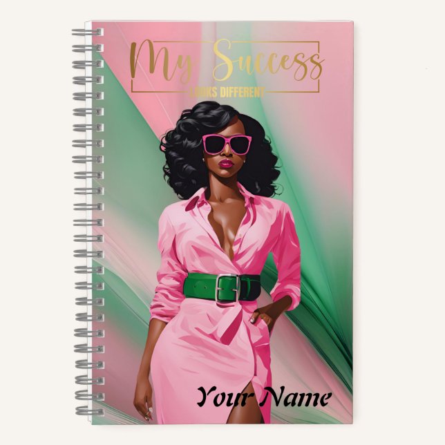 Carnet spiral A5 rose et vert Abstrait (Recto)