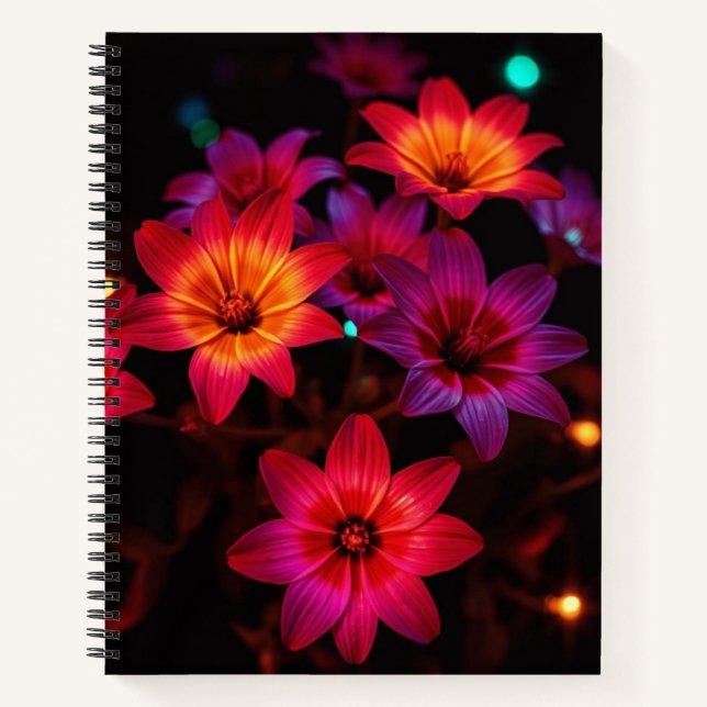 Carnet spiral à fleurs lumineuses (Devant)