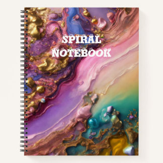 Carnet spiral Abstrait d'or liquide -