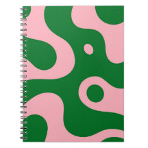 Carnet spiral Abstrait rose et vert super