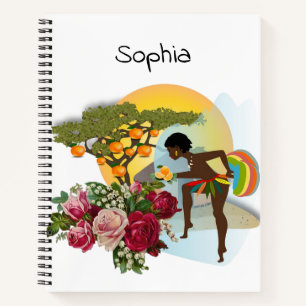 Carnet Spiral Africaine Femme Rose Floral