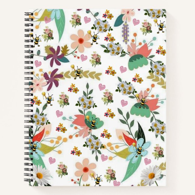 Carnet spiral Bumblebee jaune Floral (Devant)