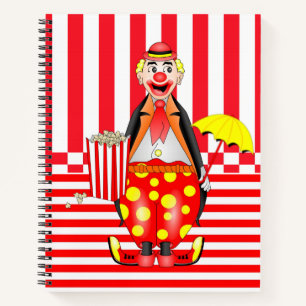 Carnet spiral Clown jaune Rouge rayure Popcorn