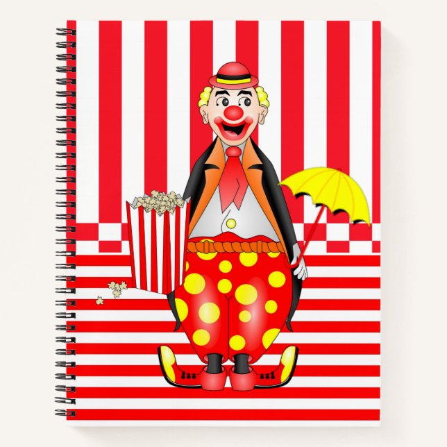 Carnet spiral Clown jaune Rouge rayure Popcorn (Devant)