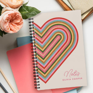 Carnet Spiral Coeur Arc-en-ciel - Rose