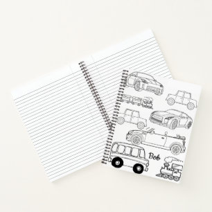 Carnet spiral Coloriage Voitures Trains